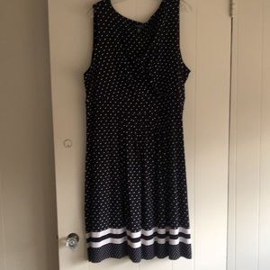 Lands End Polka Dot with 2 white stripes Dress - Size 2X - sleeveless